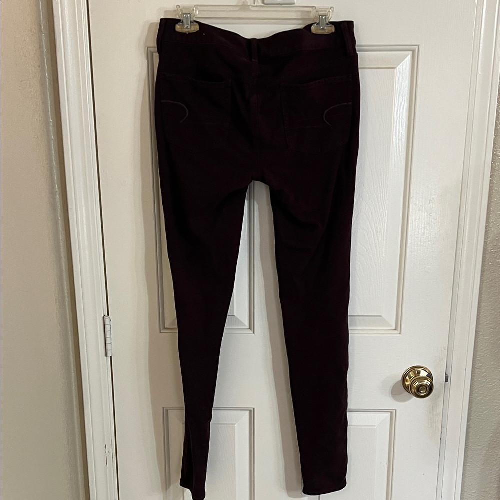 American Eagle Burgundy Jeggings - Picture 2 of 5